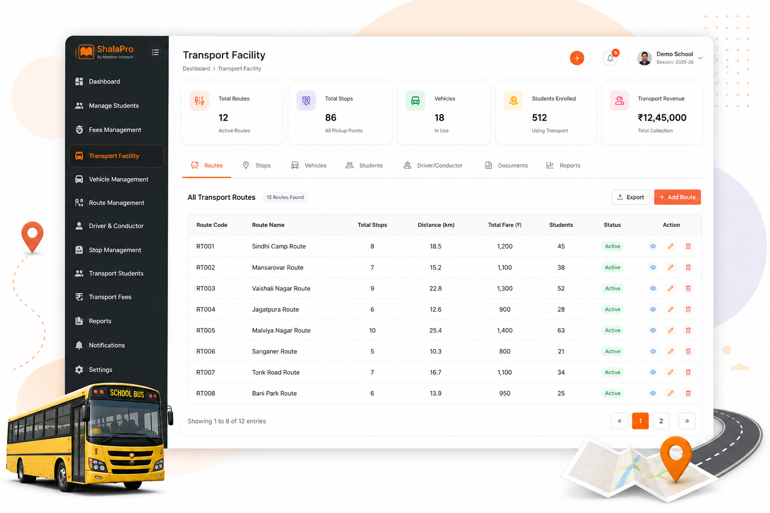 Easy School Transport Management Software for Private Schools